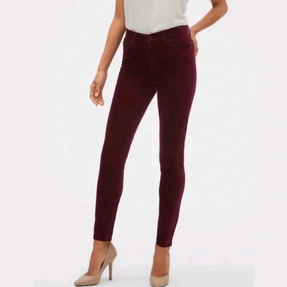CAbi Burgundy High-Rise Corduroy Skinny Pants